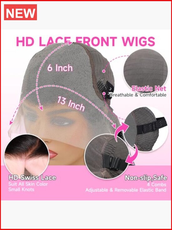 13x6 HD Lace Front Wig Human Hair Body Wave 200 Density Pre Plucked Invisible